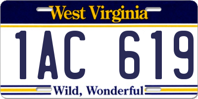 WV license plate 1AC619