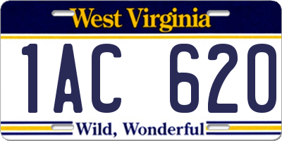 WV license plate 1AC620