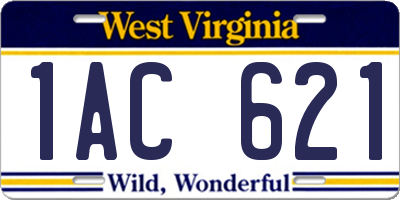 WV license plate 1AC621