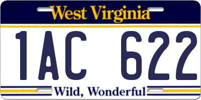 WV license plate 1AC622