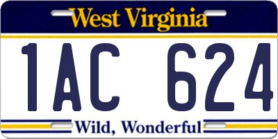 WV license plate 1AC624