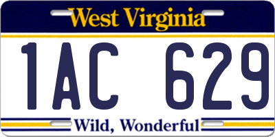 WV license plate 1AC629