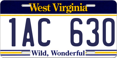 WV license plate 1AC630