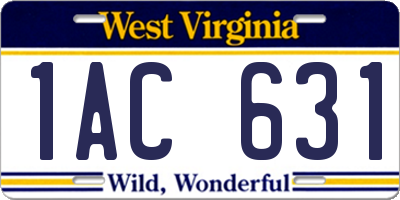 WV license plate 1AC631