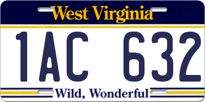 WV license plate 1AC632