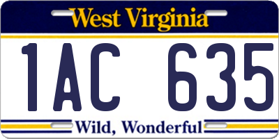 WV license plate 1AC635