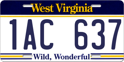 WV license plate 1AC637