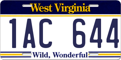 WV license plate 1AC644