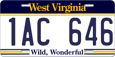 WV license plate 1AC646