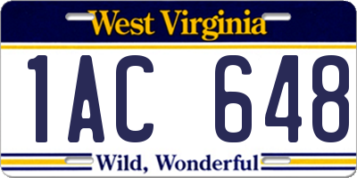 WV license plate 1AC648