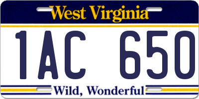 WV license plate 1AC650