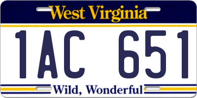 WV license plate 1AC651