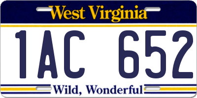 WV license plate 1AC652