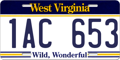 WV license plate 1AC653