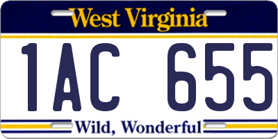 WV license plate 1AC655