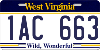 WV license plate 1AC663