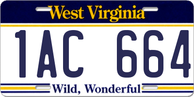 WV license plate 1AC664