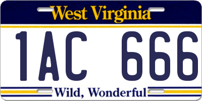 WV license plate 1AC666