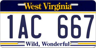 WV license plate 1AC667