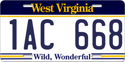 WV license plate 1AC668