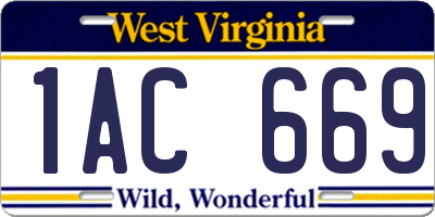 WV license plate 1AC669