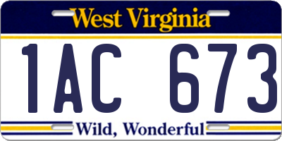 WV license plate 1AC673