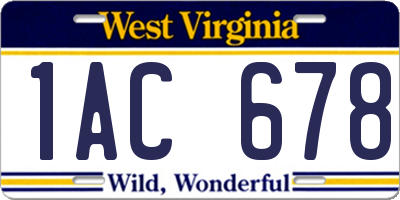 WV license plate 1AC678