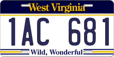WV license plate 1AC681