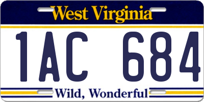 WV license plate 1AC684