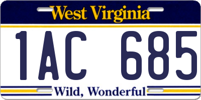 WV license plate 1AC685