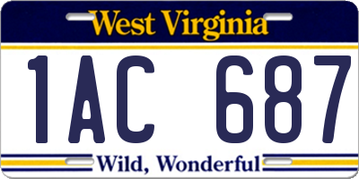 WV license plate 1AC687