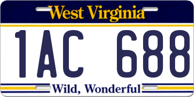 WV license plate 1AC688