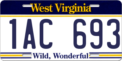 WV license plate 1AC693