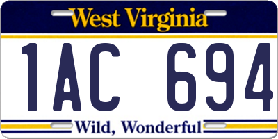 WV license plate 1AC694