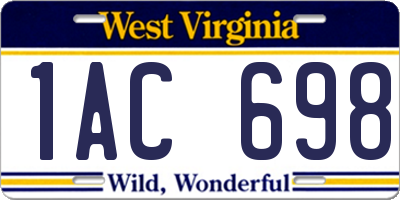 WV license plate 1AC698