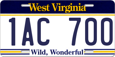 WV license plate 1AC700