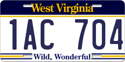 WV license plate 1AC704