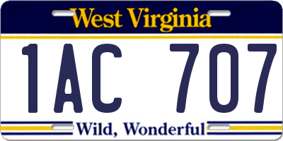 WV license plate 1AC707