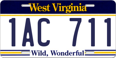 WV license plate 1AC711