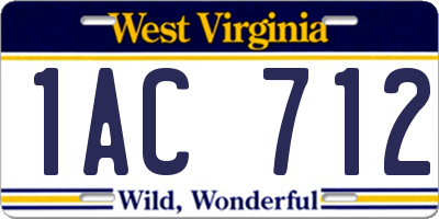 WV license plate 1AC712