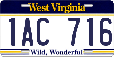 WV license plate 1AC716
