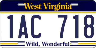 WV license plate 1AC718