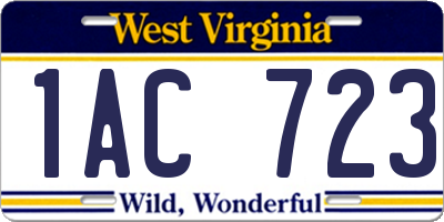 WV license plate 1AC723