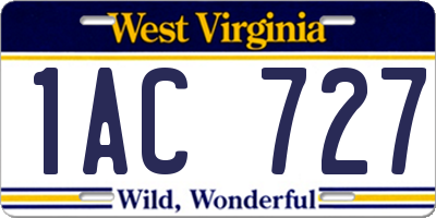 WV license plate 1AC727