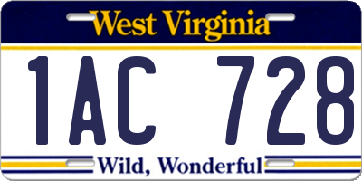 WV license plate 1AC728