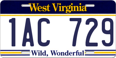 WV license plate 1AC729