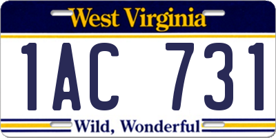 WV license plate 1AC731