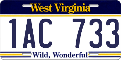 WV license plate 1AC733