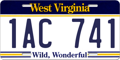 WV license plate 1AC741