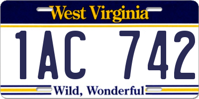 WV license plate 1AC742